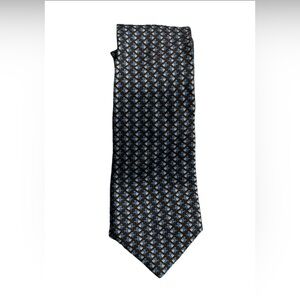 BATTISTONI SILK TIE 3 1/4 " x 60 " BLUE petit FISH Print  ITALY